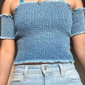Faux denim tube top